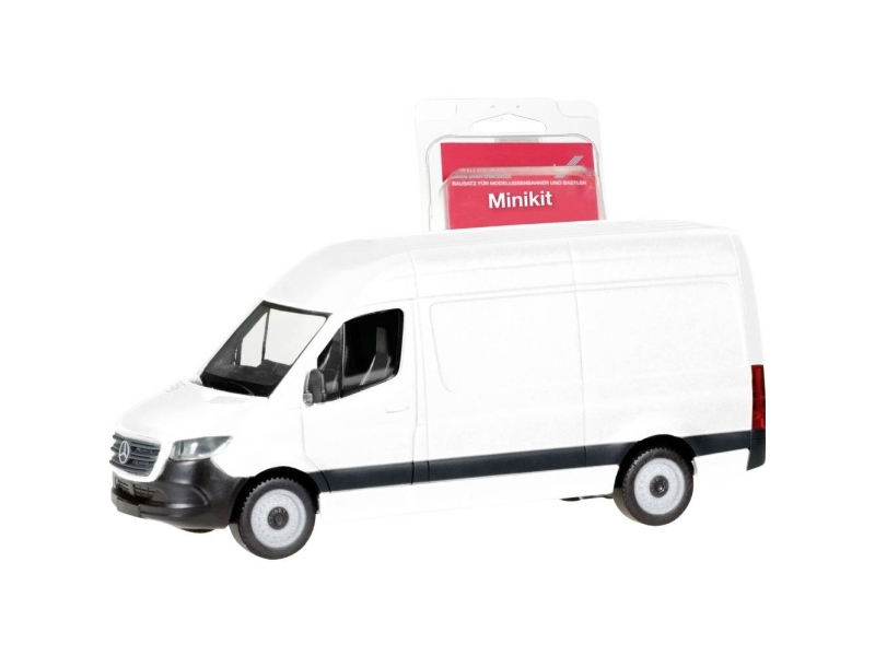 Herpa 013475 H0 Lastbiler model Mercedes Benz Sprinter 18 kasse højtag, hvid
