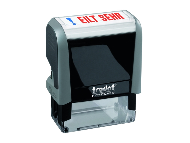 Trodat Printy 4912 OFFICE - Stämpel - självinfärgning - 2-färgers (blått, rött) - lagertext - EILT SEHR - 18 x 47 mm - grått handtag | Kontorsmaterial - Stämpel - Standard stämpel | GameStuff