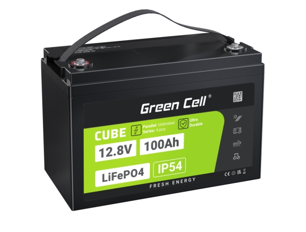 Green Cell LFPGC12V100AH, Litiumjärnfosfat (LiFePo4), 12,8 V, Svart, Grön, 100 Ah, 1280 wh, 10 År | Datorer & Surfplattor - UPS - Utbytesbatterier | GameStuff