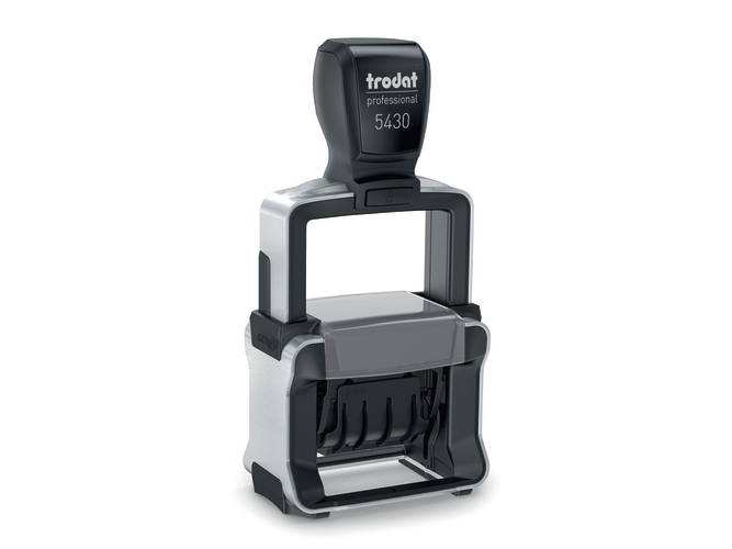Trodat 134195, Självpåfyllande, Text-/datumstämpel, Gummi, 23 x 40 mm, Svart, Rostfritt stål, Blå/Röd | Kontorsmaterial - Stämpel - Special stämpel | GameStuff