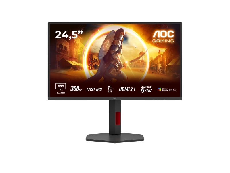 AOC G4 Q25G4SR, 62,2 cm (24.5), 2560 x 1440 pikseliä, Quad HD, LED, 1 ms, musta, Punainen