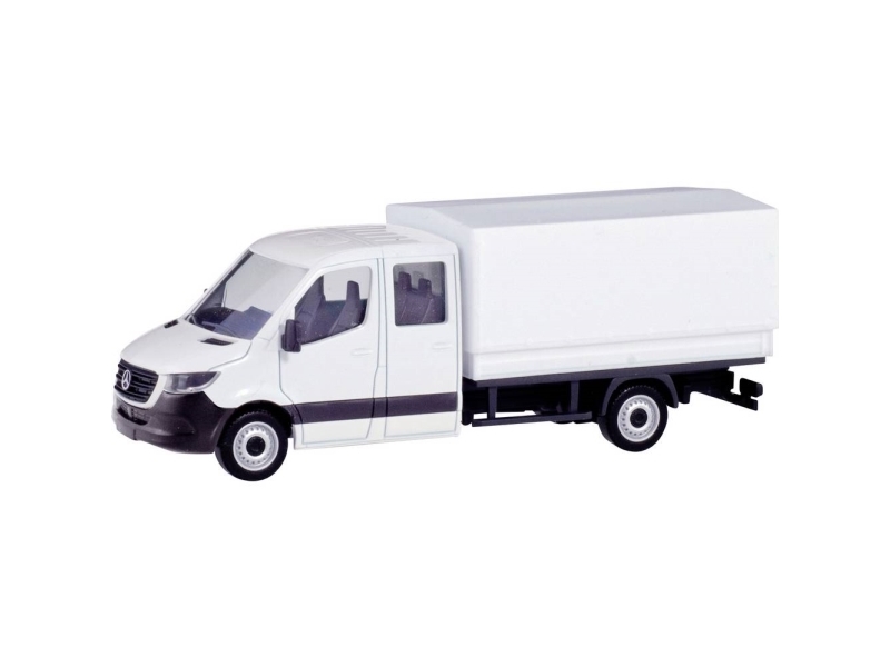 Herpa 013499 H0 Trucks Modell Mercedes Benz Sprinter Doppelkabine Mit Lastwagen, Weiß