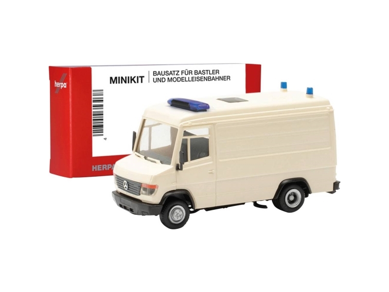 Herpa 013949 H0 Utryckningsfordon modell Mercedes Benz Vario ambulans, vit