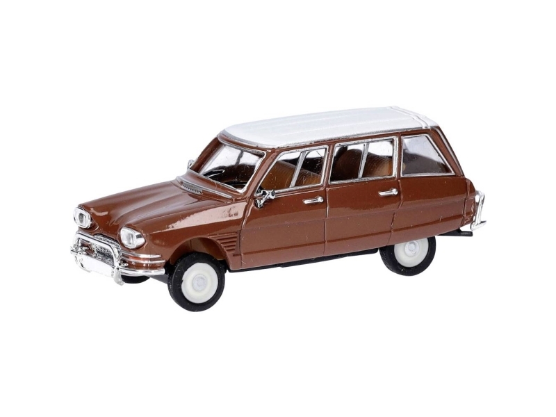 Herpa 038959 H0 Personbil Model Citroën Ami 6 Break, Brun/Tag Hvid