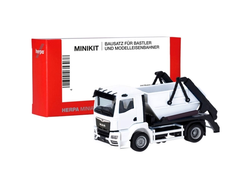 Herpa 013987 H0 Lastbiler model MAN TGS NN Desenskipper AK12, hvid