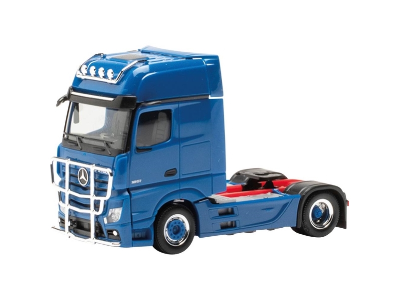 Herpa 311533-005 H0 Lastbiler Model Mercedes Benz Actros Gigaspace Solotrækkemaskine 2-Aksel Med Lampebøjle Og Stødbeskyttelse, Enzianblå