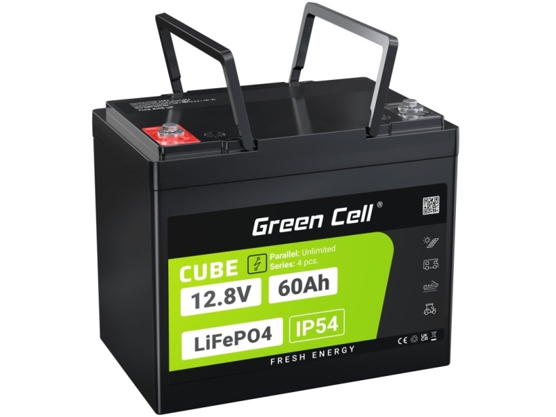 Green Cell LFPGC12V60AH, Litiumjärnfosfat (LiFePo4), 12,8 V, Svart, Grön, 60 Ah, 768 wh, 10 År | Datorer & Surfplattor - UPS - Utbytesbatterier | GameStuff
