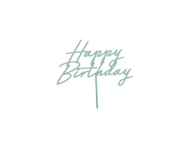 Mintgrøn Kagepynt Happy Birthday