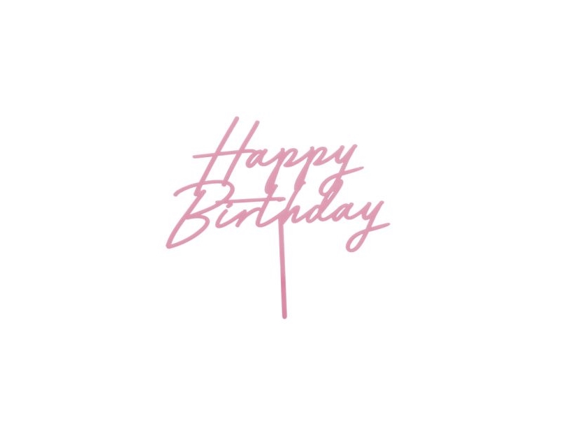 Lys Rosa Kagepynt Happy Birthday