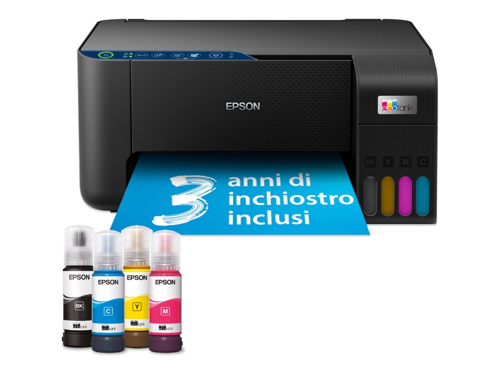 Epson EcoTank ET-2861 - Multifunktionsprinter - farve - blækprinter - ITS - A4 (medie) - op til 10 spm (udskriver) - 100 ark - Wi-Fi, USB - sort