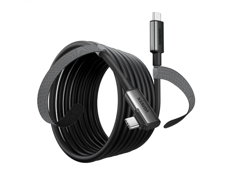 Ugreen Usb Type C - Usb Type C Vinkelkabel Til 60W Opladning/Dataoverførsel Med Understøttelse Af Vr-Briller (F.Eks. Oculus Quest 2) 5M Sort (Us551)