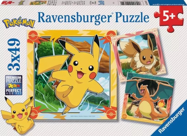 Ravensburger Puzzle Enfant Dès 5 Ans - Pikachu, Dracaufeu Et Evoli, 147 Stk, Art, 5 Jahre