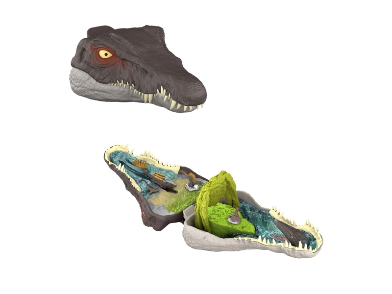 Jurassic World Rebirth Micro Adventure-legesæt – Spinosaurus-hoved, interaktive funktioner og figurer, 4 År, Brun, Grå, Plast