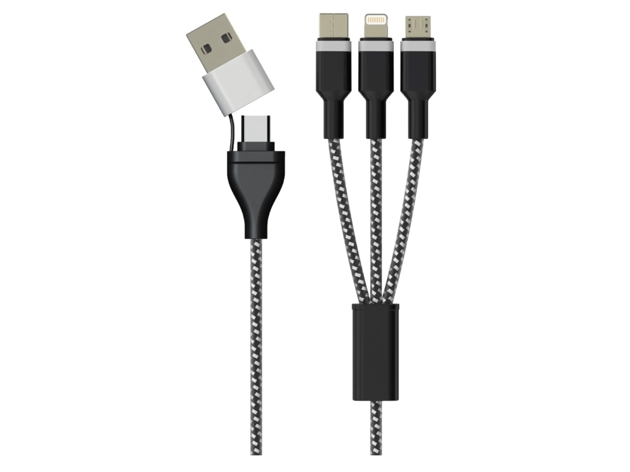 Sinox SHD04960, 1 m, USB C, USB C/Micro-USB B/Lightning, USB 2.0, 0,48 Gbit/s, Svart | Datortillbehör - Kablar & adaptrar - Datakablar | GameStuff