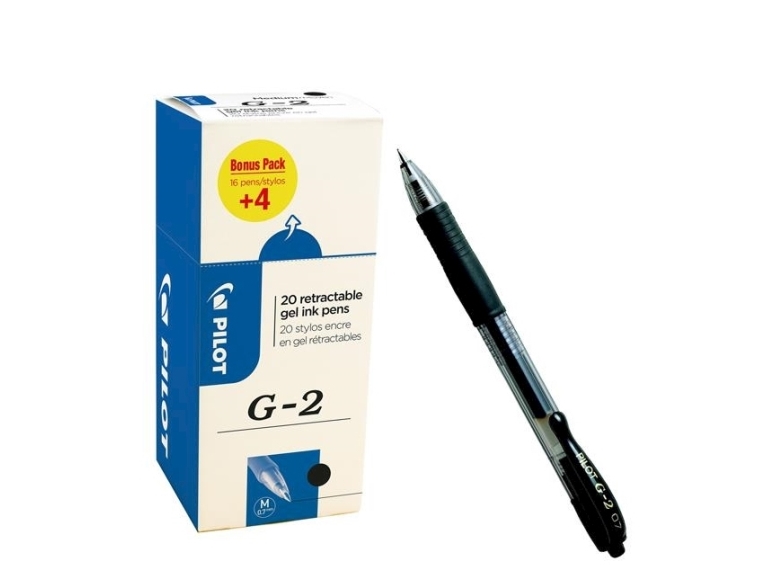 Gelpen Pilot G2 ink roller Medium sort - Vaulepack med 20 stk.