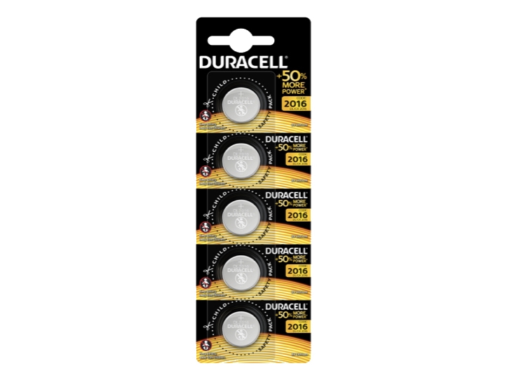 Duracell 072022, Engangsbatteri, Cr2016, Lithium, 3 V, 5 Stk, Blister