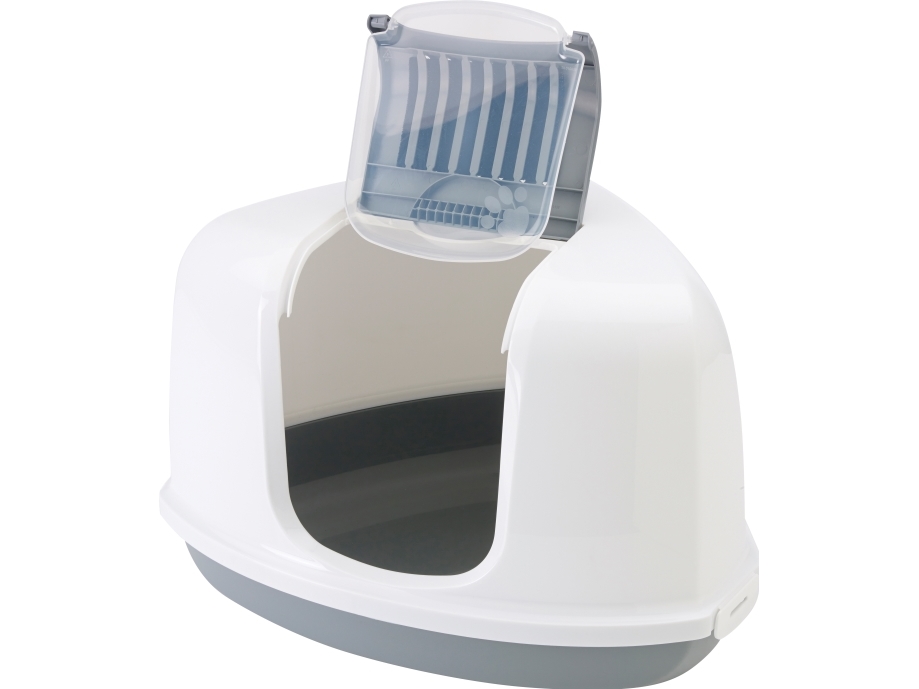 Savic Nestor Corner kattetoilet, 58,5x45,5x40cm, grå/hvid | Sällskapsdjur - Katt - Kattlåder | GameStuff