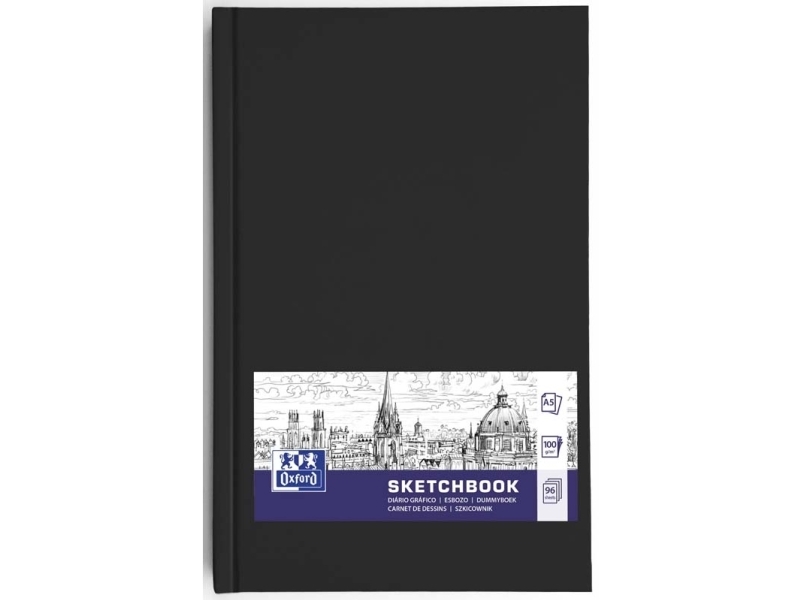 Skissbok Oxford A5 svart hård pärm inbunden 96 ark 100g - (5 st) | Papper & Emballage - Block & Post-It - Block | GameStuff
