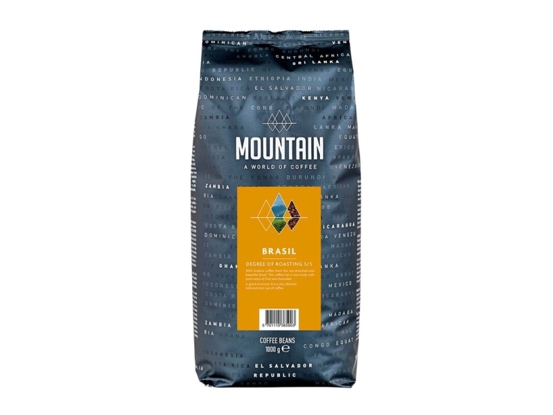 Kaffe Mountain Brasil hele bønner 1kg/ps - (karton á 6 poser) | Catering - Drycker - Kaffe och kaffebönor | GameStuff