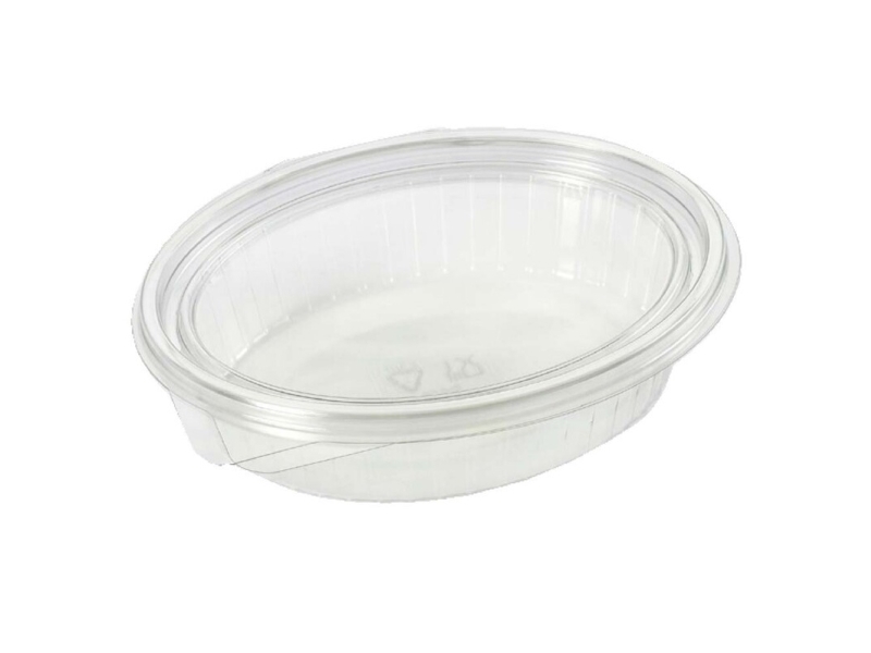 Salatbakke Clearshow 760 ml 204x166x52 mm oval hængslet låg RPET Klar,50 stk/pk