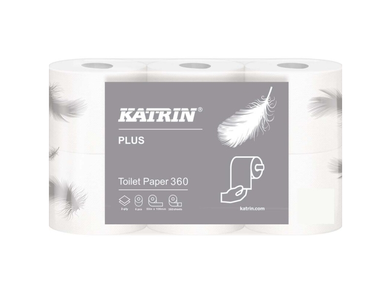 Toiletpapir Katrin Plus 360 Hvid 50M 18100 2-Lag 42Rul/Kar