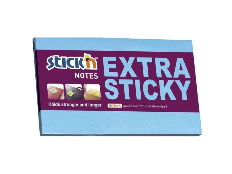 Anteckningslappar StickN Extra Sticky blå 76x127 mm, 90 blad (6 st.) | Papper & Emballage - Block & Post-It - Block | GameStuff