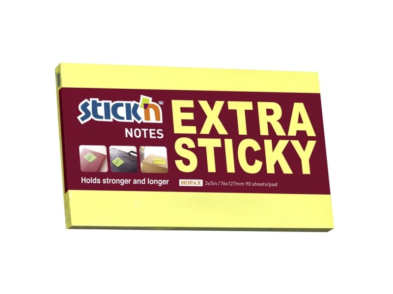 Anteckningsblock StickN Extra Sticky gul 76x127 mm 90 blad (6 st.) | Papper & Emballage - Block & Post-It - Block | GameStuff