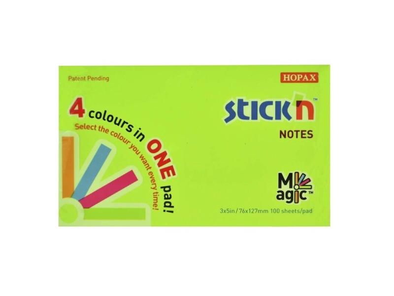 Notes Stick'n Magic Neon 76X127mm 4 Farver 100Blade - (12 Stk.)