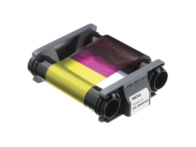 Badgy Kassette til print-bånd 100 kort Farve (gul, magenta, cyan, sort, skabelon) CBGR0100C