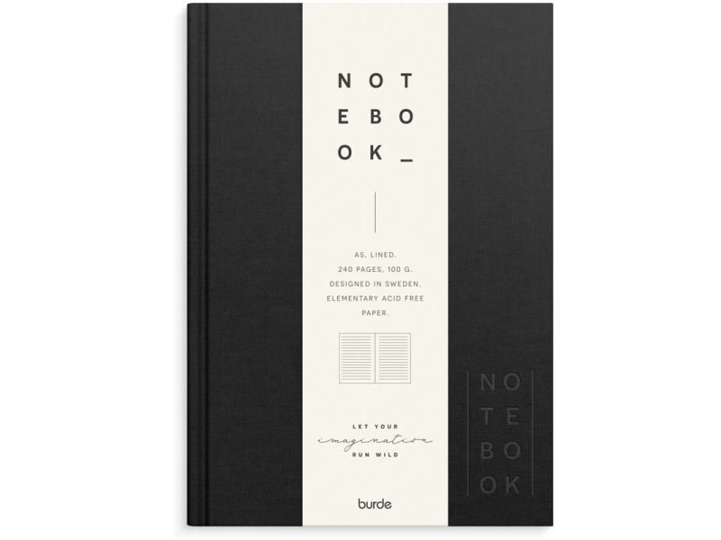 Notebook Textile A5 black lined | Papper & Emballage - Block & Post-It - Block | GameStuff