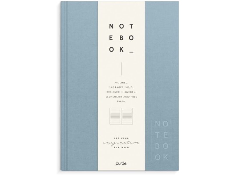 Burde Notebook Textile light blue lined A5