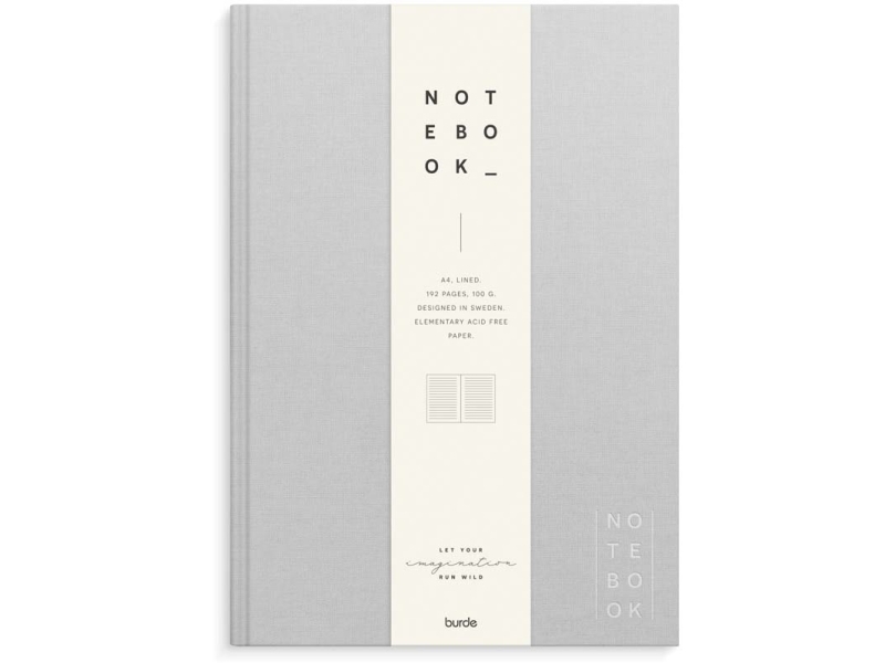 Notebook Textile A4 Light Grey Lined