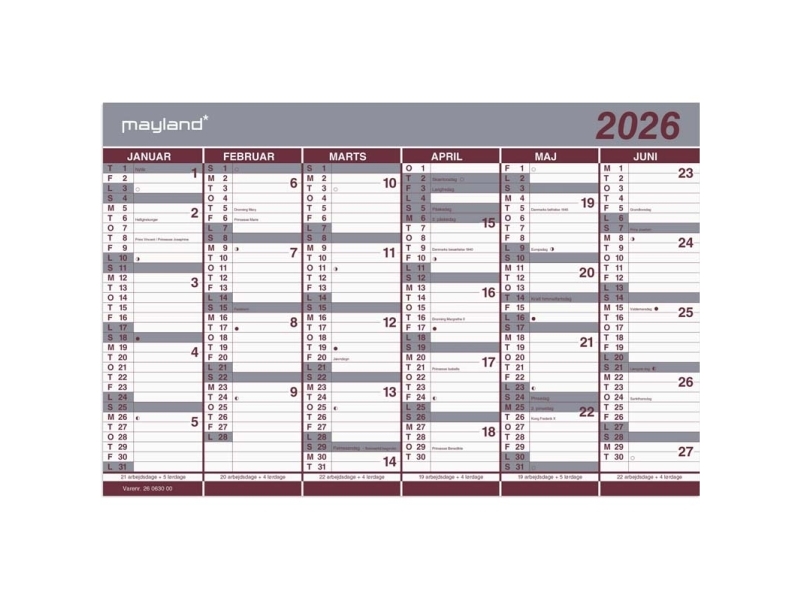 Kontorkalender Dobbelt halvårskalender 2026 | Papper & Emballage - Kalendrar & Anteckningsböcker - Kalendare | GameStuff