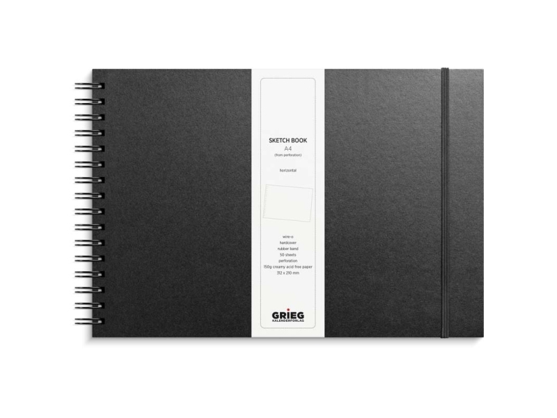 Grieg skissblock, svart konstläder, A4L | Papper & Emballage - Kalendrar & Anteckningsböcker - Kalendare | GameStuff