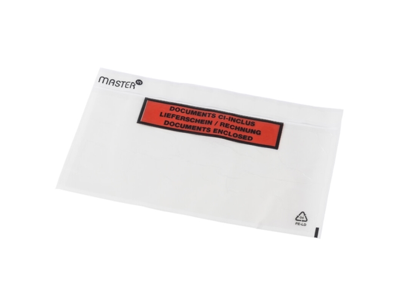Einstecktasche, Master'in Performance Ld, 240 X 140 Mm, Transparent Rot-Schwarz Bedruckt Packliste