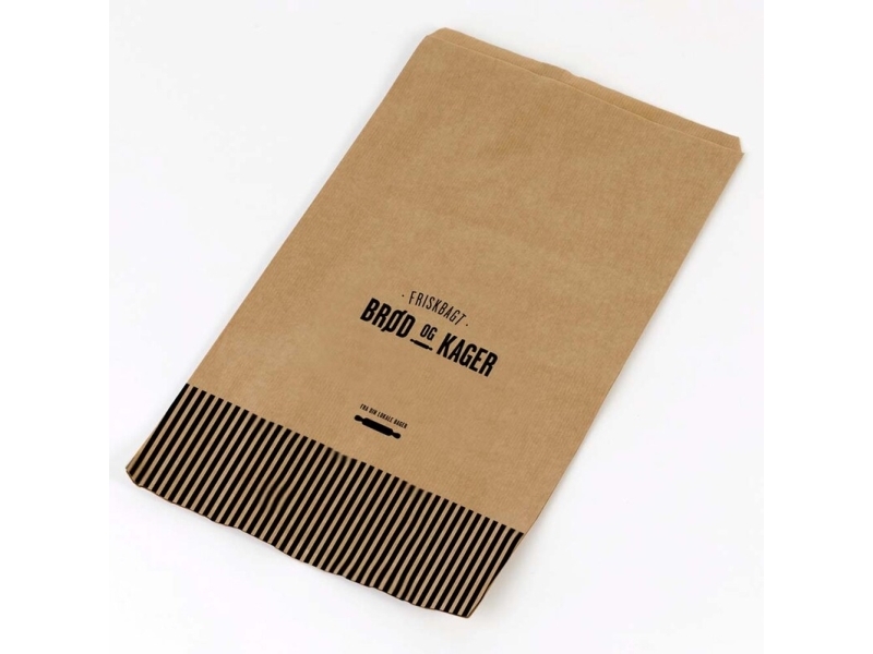 Bagerpose, 270 x 455 mm, flat film Papir, brun, Printed, pakke a 1000 stk palle a 42 kartoner, 4 kg