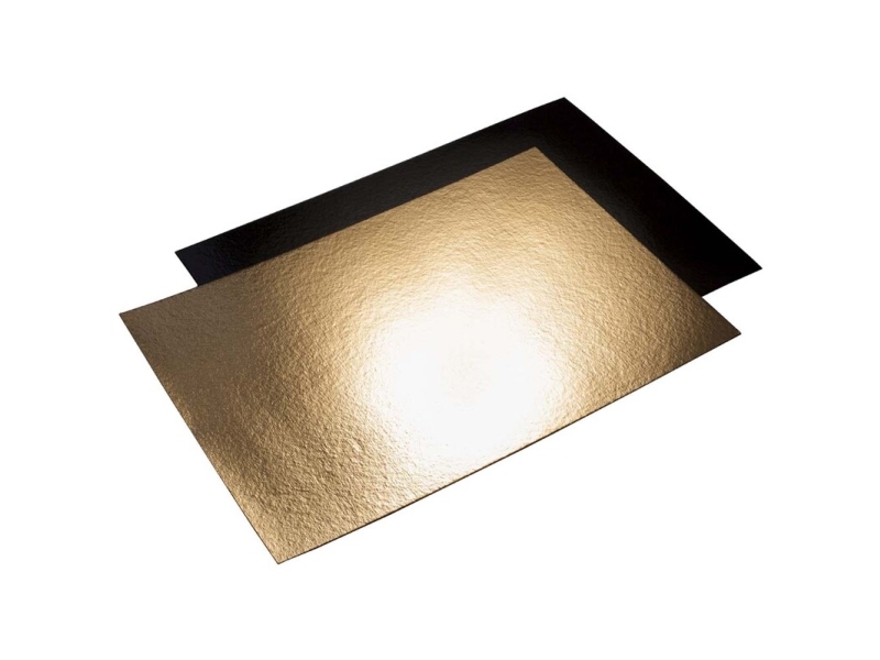 Kagepap, Rektangulærx 400 mm kraft/PE, guld/sort, pakke a 25 stk Kraftig Fødevaregodkendt