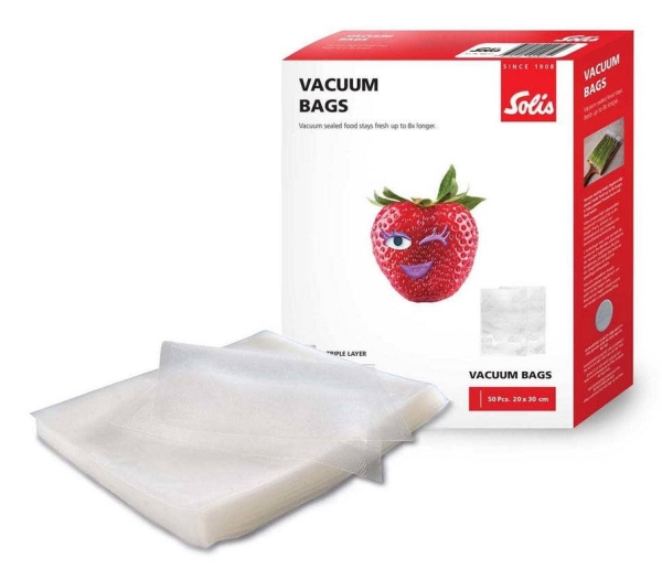 Solis 7611210922612, Vakuum forseglingspose, Transparent, 50 stk, 200 mm, 300 mm, Bisphenol A (BPA)