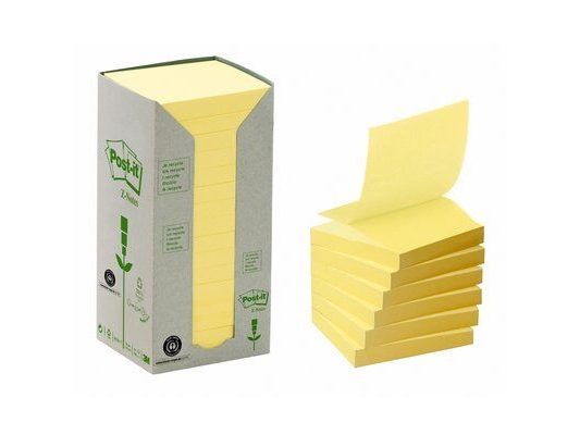 Post-It 7000033934, Neliö, Keltainen, Paperi, 100%, BLUE ANGEL, 76 mm