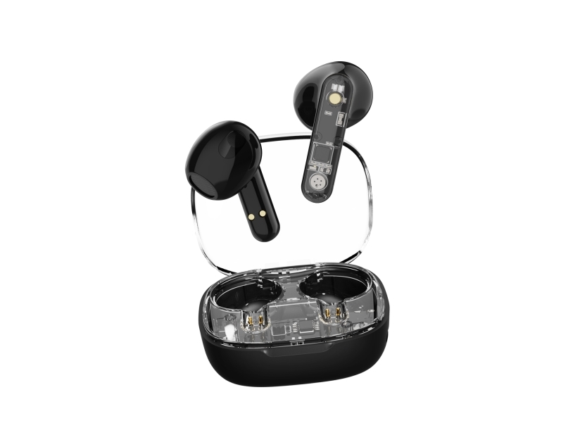 Streetz T150 Tws Earphones, Transparent, Black, Trådløs, Opkald/Musik, 20 - 20000 Hz, 37 G, Headset, Sort