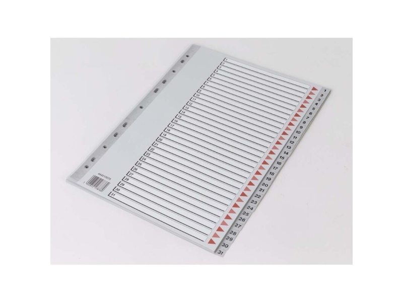 Register, Q-Line, A4,210x297mm, 1-31 grå Pakke med 10 sæt - (10 stk.)