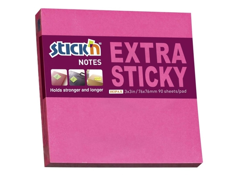 Notes, BNT Stick ́n, Extra sticky, rød 76x76mm - (12 stk.)