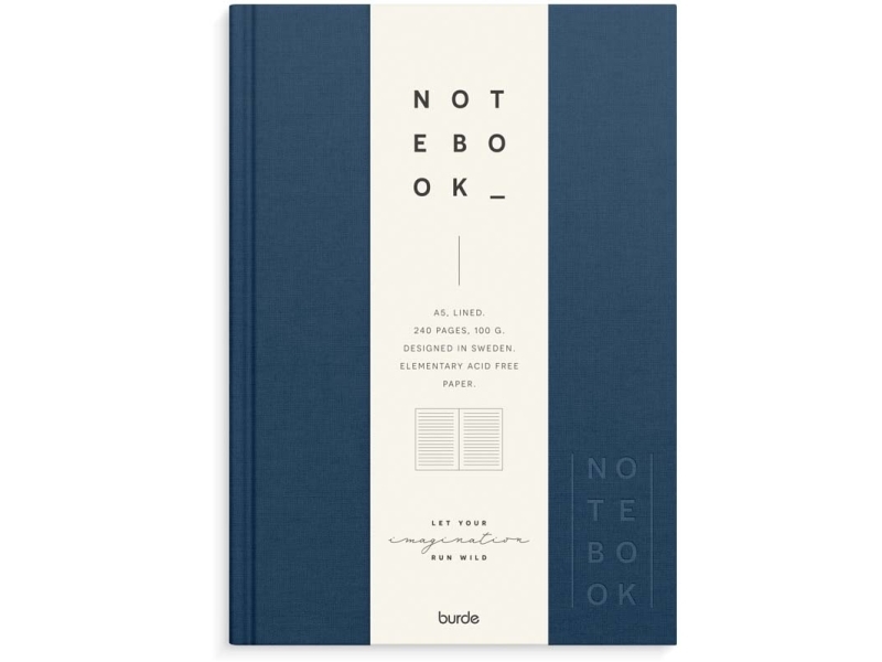 Burde Notebook Textile dark blue lined A5