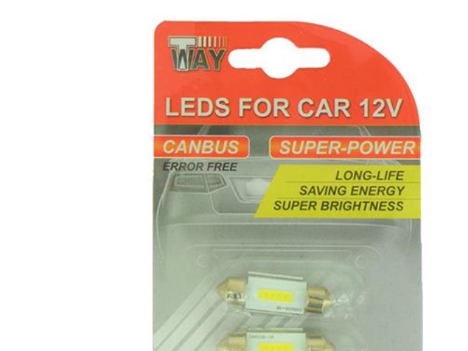 T-Way Car Bulb Led. C5w 36Mm White. 2Pcs