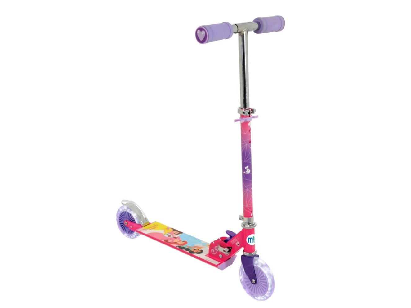 Disney Princess hopfällbar sparkcykel med självlysande hjul | Utomhusleksaker - Gå / Löpande fordon - Löphjul | GameStuff