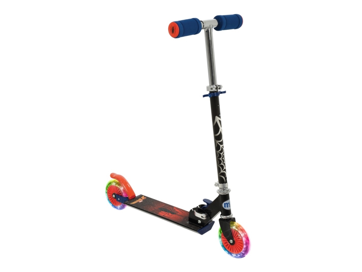 Spider-Man hopfällbar sparkcykel med självlysande hjul | Utomhusleksaker - Gå / Löpande fordon - Löphjul | GameStuff