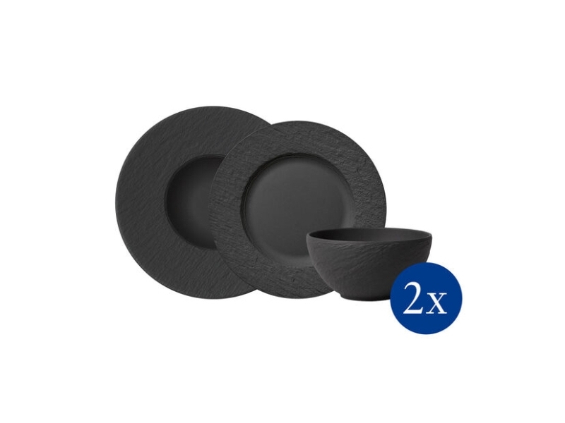 Villeroy &  Boch 1042398950, 2 person(er), Porselen, Svart, Rund, 27,1 cm, 6 stk