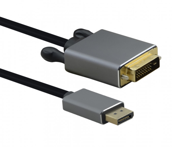 Helos-Tilslutningskabel, Displayport-Stik/Dvi-Stik, Premium, 1.0M, Sort