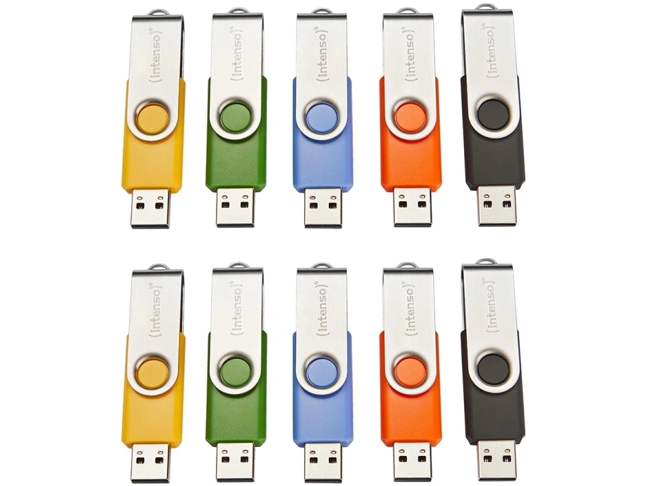 Intenso Basic Line, 16 GB, USB Type-A, 2.0, Svirvel, 13 g, Sort, Blå, Grøn, Orange, Gul