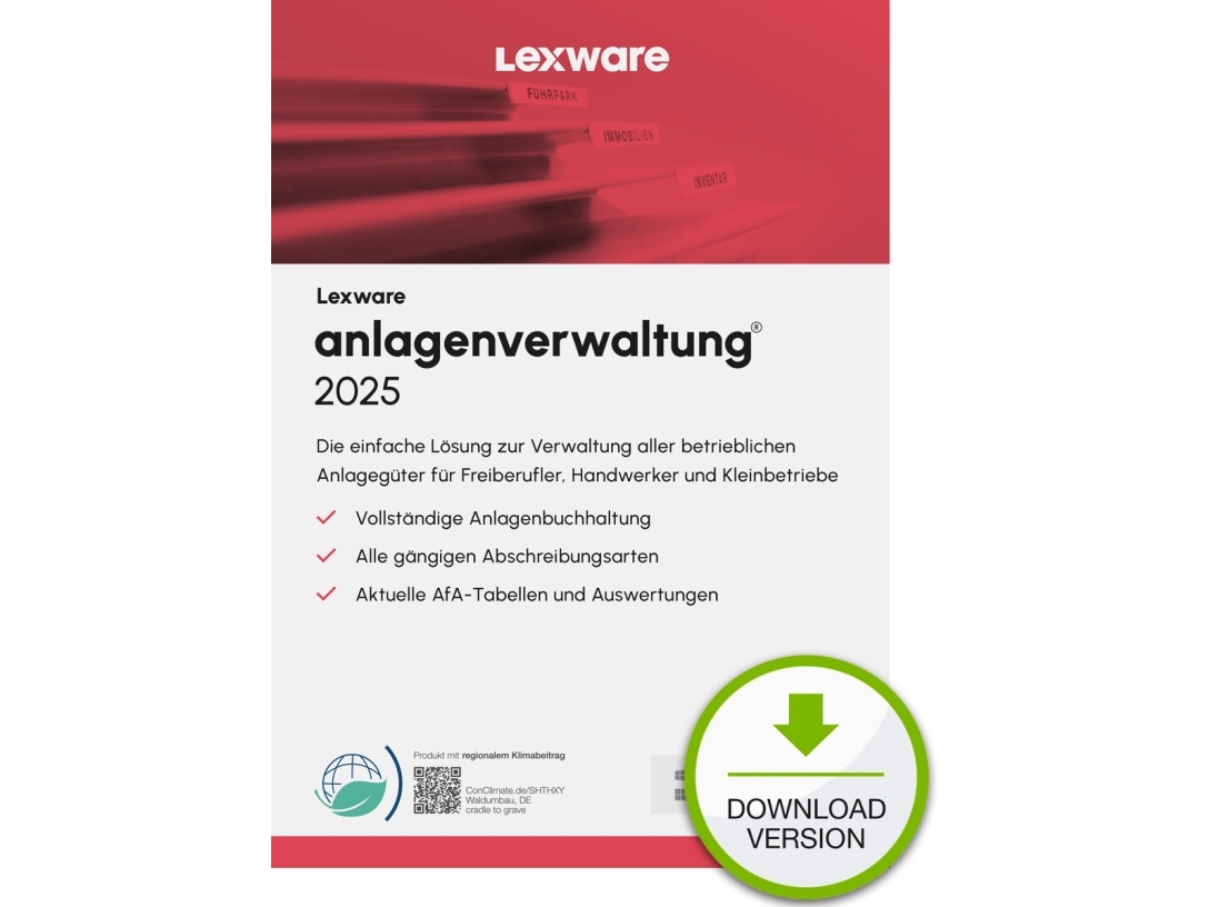 Lexware Anlagenverwaltung 2025 "Unbegrenzte Laufzeit" Download, Regnskab, Elektronisk Software Download (Esd), Tysk, Windows 11 Enterprise X64, Windo